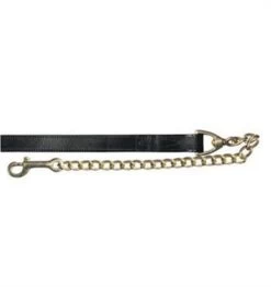 Connemara Leather Lead W/ 24 In. Brass Chain - Black