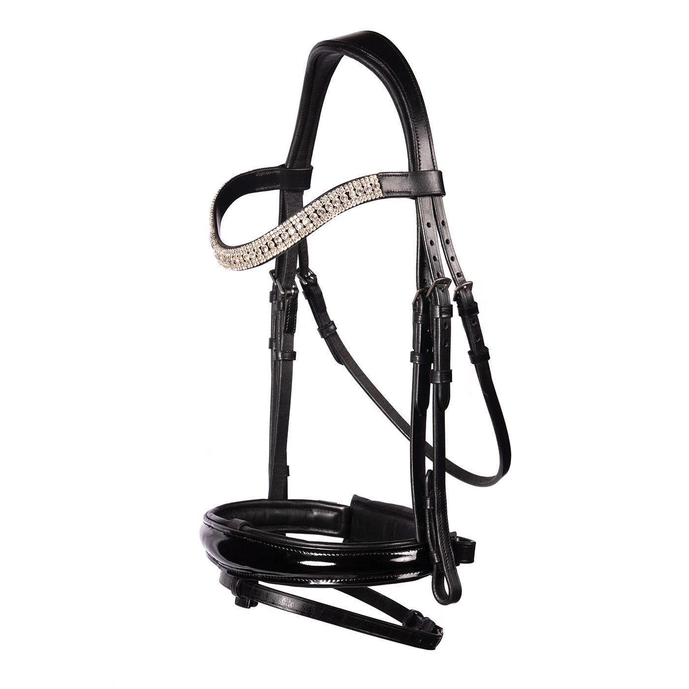 FFE Couture Patent Dressage Snaffle Bridle 3 FFE Couture Patent Dressage Snaffle Bridle