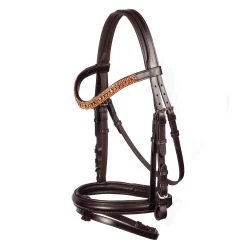 Horse Supplies Store 27 FFE Rose Gold Princess Wave Dressage Snaffle Bridle