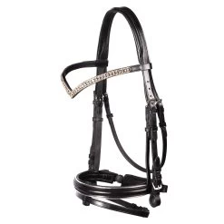 FFE Crystal V Silver Piping Dressage Snaffle Bridle