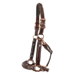 Val Du Bois Rose Gold Raised Leather Halter